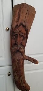 Antique Hand carved hardwood tree face